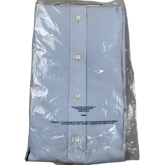 Burberrys of London NWT Blue Dress Shirt 17.5 35 White Collar French Cuff VTG